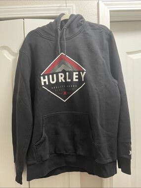Hurley Black Hoodie with Red & White Geometric Logo